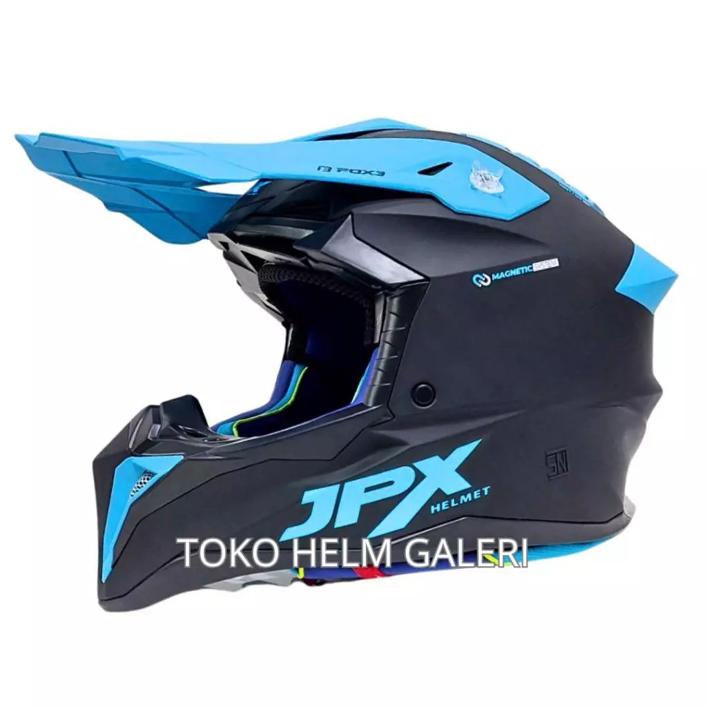 HELM JPX FOX3 SOLID BLACK BLUE DOP