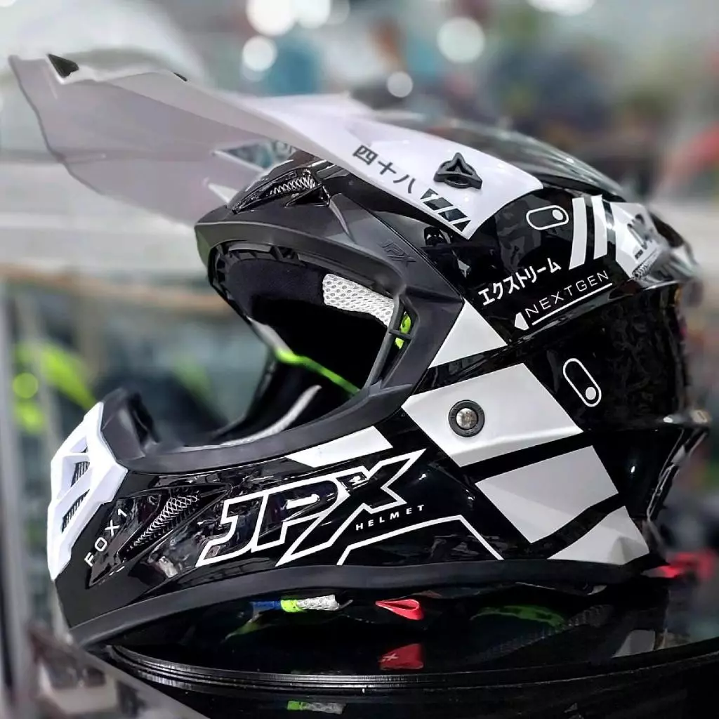Helm Jpx Fox1 X48 Black White Glossy Cross Trail Kediri Google