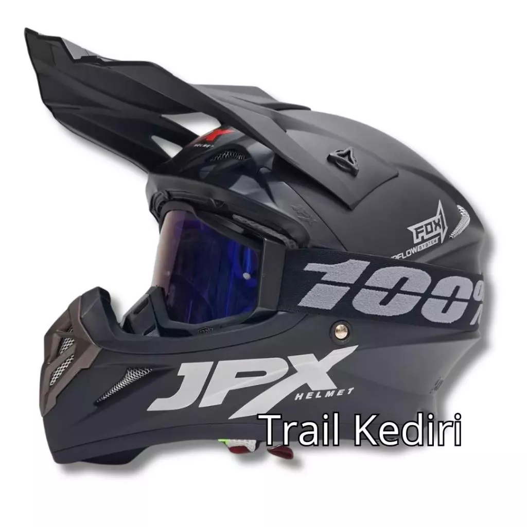 Helm Jpx Fox1 Trail Solid Black Dop Cross
