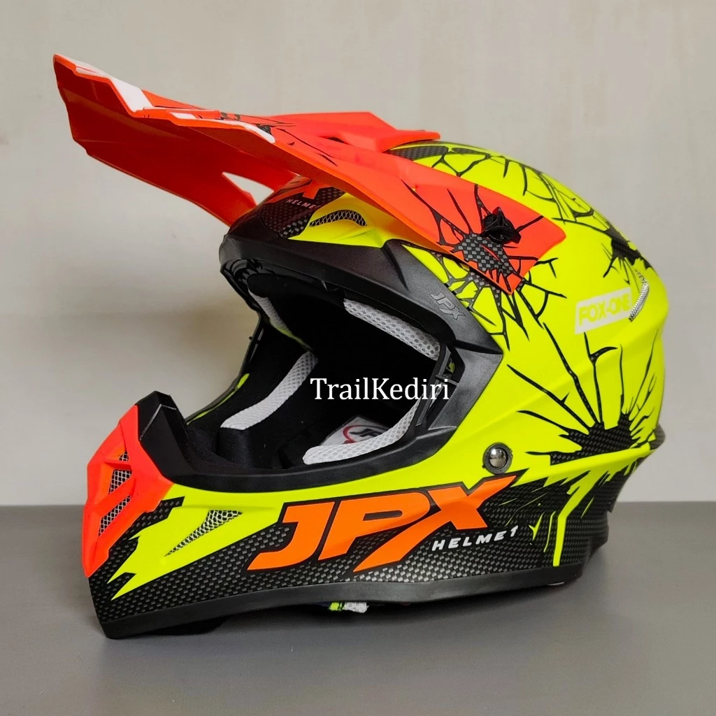 JPX X34 Fox1 Flo yellow dop Helm Cross Google Trail Kediri