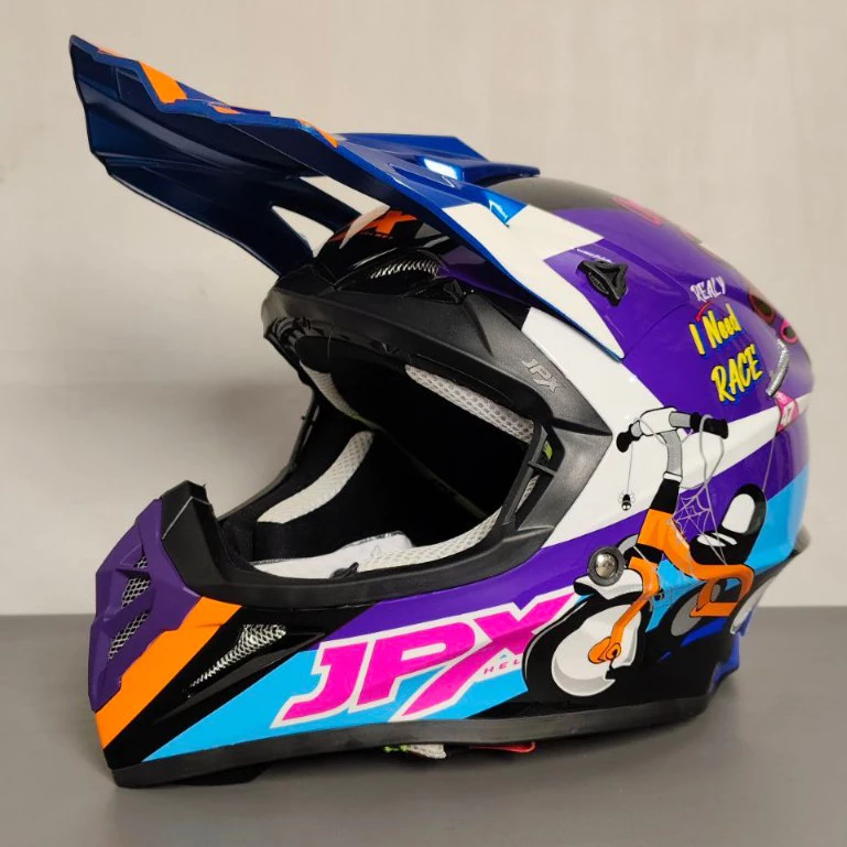 Jpx Fox1 X40 Glossy Black Helm Cross Google Helm TrailKediri